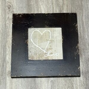 Love Heart Wall Decor Art, Rustic Wood Frame, Farmhouse Style,‎ 11.75"